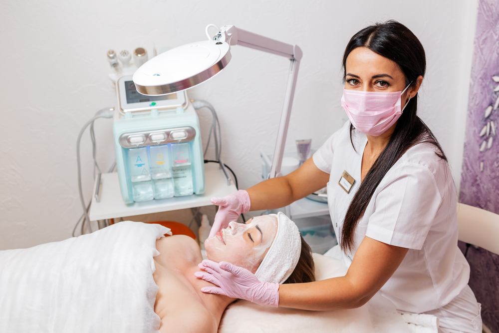woman face treated